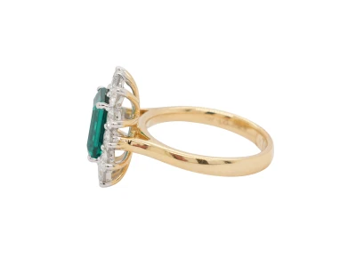3.78ct Lab Grown Emerald/Diamond Dress Ring -9ct Gold 5.19g