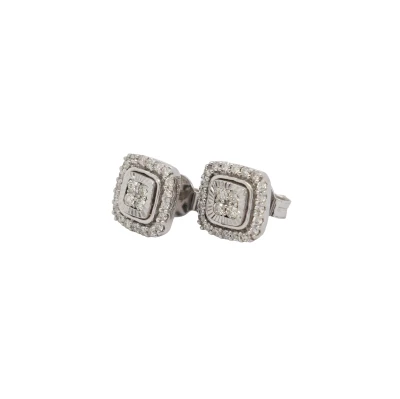 0.50ct Diamond & 9ct White Gold Halo Stud Earrings 3.0g ( 8.6mm x 8.6mm)