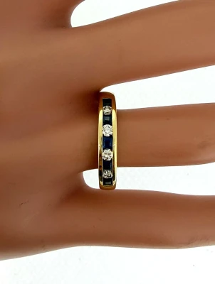 0.30ct Sapphire & 0.25ct Diamond 18ct Gold Eternity/Wedding Band 4.8g
