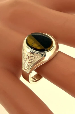 Tigers Eye & Sterling Silver Signet Ring 6.9