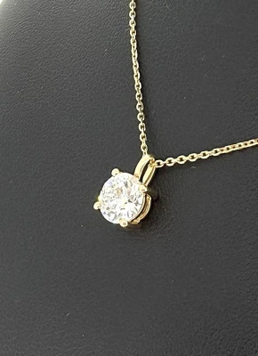 1.00ct Lab Grown Diamond & 9ct Gold Solitaire Pendant 16/18 Inch