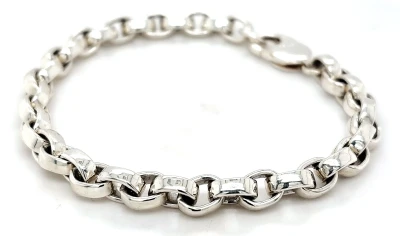 Solid Sterling SIlver 6.8mm Belcher Bracelet 32.8g ( Upto 9 Inch)
