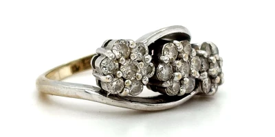 0.75ct Diamond & 18ct White Gold Trilogy Cluster Ring 5.9g