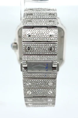 Santos De Cartier 38mm Stainless Steel -FULL DIAMOND - 2025 Box & Papers Model: WSSA-0018