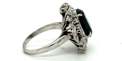 3.00ct Sapphire & 1.25ct Diamond Large Dress Ring-18ct White Gold 8.2g