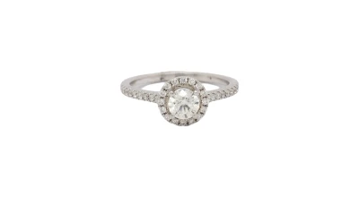 0.77ct Natural Diamond & Platinum  Halo/Solitaire Ring-3.8g