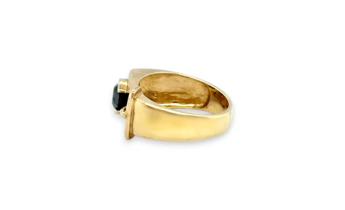 1.00ct Black Diamond & 9ct Gold Gents Buckle Ring 7.66g