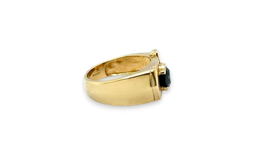 1.00ct Black Diamond & 9ct Gold Gents Buckle Ring 7.66g
