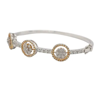 2.65ct Natural Diamond & 14ct Yellow/White Gold Bangle 7.5 Inch - 16.3g