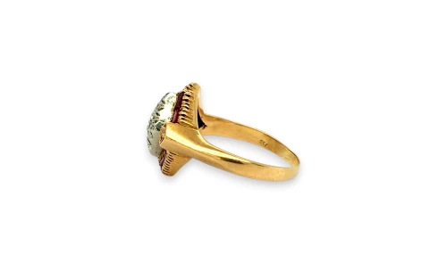 0.80ct Ruby & 0.30ct Diamond Art Deco Style Dress Ring -18ct Gold 7.3g