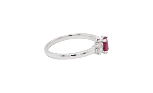 0.40ct Ruby & 0.27ct Diamond Trilogy Ring-18ct White Gold 2.6g
