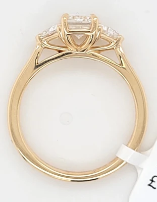 1.47ct Lab Grown Diamond & 9ct Gold Trilogy Ring 3.0g Size M