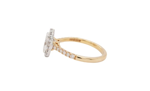 1.46ct Lab Grown Oval Diamond & 18ct Gold Halo Solitaire Ring 3.9g