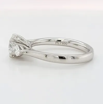 1.34ct Lab Grown Diamond & Platinum Trilogy Ring 5.6g Size M