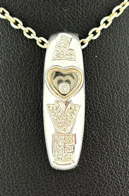 0.10ct Diamond & 9ct White Gold LOVE Pendant (27 x 8.0 x 7.1mm ) 3.95g