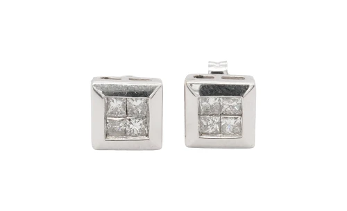 0.65ct Natural Diamond & 9ct White Gold 7.9mm Stud Earrings 3.12g