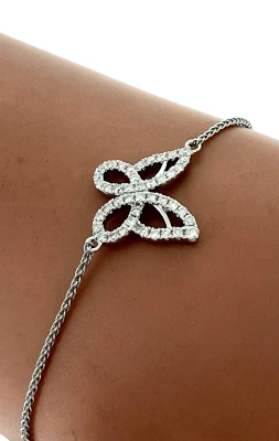 0.30ct Diamond Butterfly Adjustable Bracelet 3.8g 7.5inch