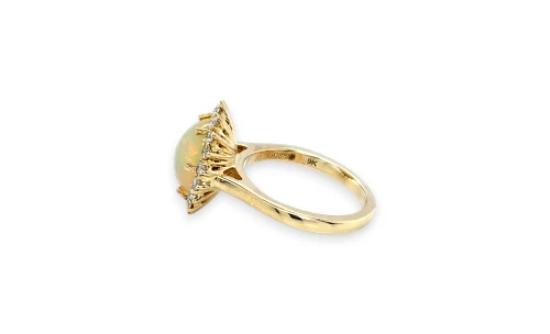 2.29ct Natural Opal & Diamond Halo Ring 9ct Gold 4.8g