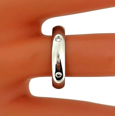 0.06ct Natural Diamond & Platinum D Shape 4mm Wedding Band 5.0g