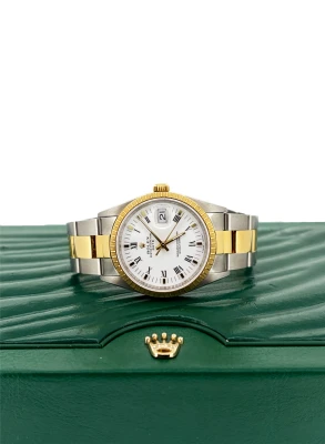 Rolex 34mm Oyster Perpetual Date- 18ct Gold & Stainless Steel 1995 Box & Papers