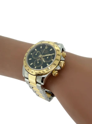 Rolex 40mm Daytona "Black Dial" 18ct Gold & Stainless Steel 2010 Box and Papers