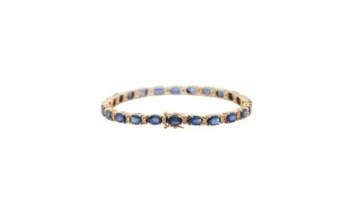 10.50ct Sapphire & Diamond Tennis Bracelet 14ct Gold 7.5Inch 12.68g