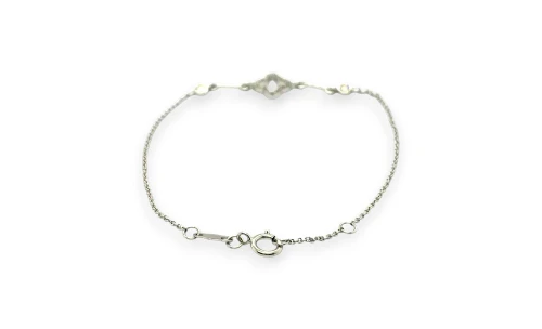 0.16ct Natural Diamond & 14ct White Gold Fancy Bracelet 7.5Inch 1.3g