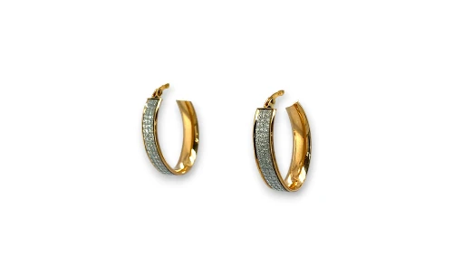9ct Gold Fancy Glitter Illusion Oval Hoop Earrings (25.2 x 6.7 x 5.7mm) 2.2g