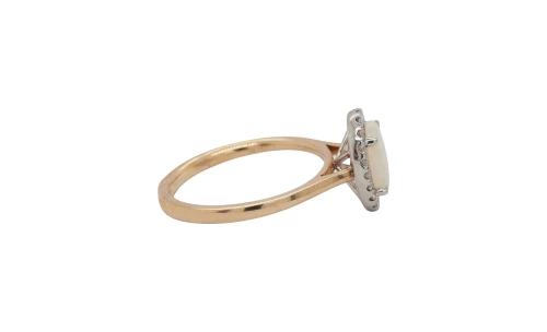 0.70ct Opal & Diamond Halo Solitaire Ring - 9ct Gold 3.3g