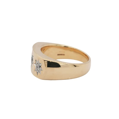 0.79ct Natural Diamond & 9ct Gold Gents 3 Stone Ring 13.26g