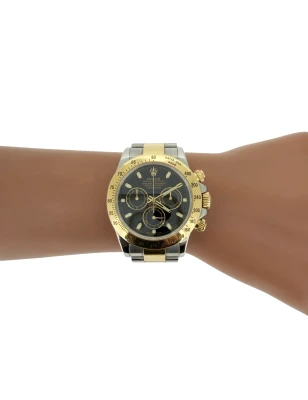 Rolex 40mm Daytona "Black Dial" 18ct Gold & Stainless Steel 2010 Box and Papers