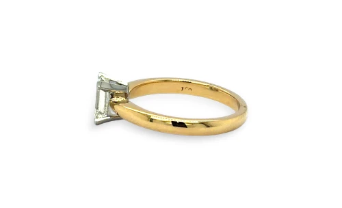 1.00ct Natural Emerald Cut Diamond & 18ct Gold Solitaire Ring 4.09g