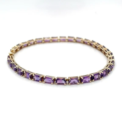 6.00ct Amethyst & 9ct Gold Tennis Bracelet 5.6g 7.5inch