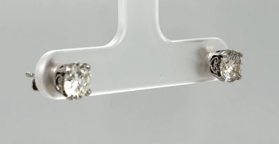 1.31ct Diamond & 18ct White Gold Solitaire Stud Earrings 1.9g