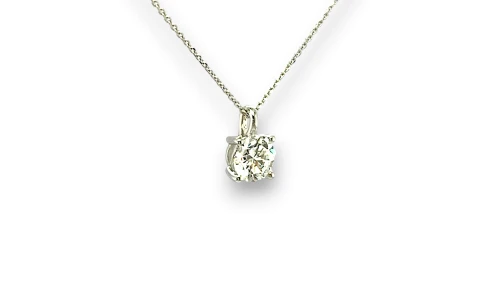 1.51ct Lab Grown Diamond & 9ct White Gold Pendant & Chain 16/18Inch 2.5g