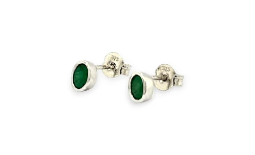 0.20ct Emerald & 9ct White Gold Stud Earrings 0.8g