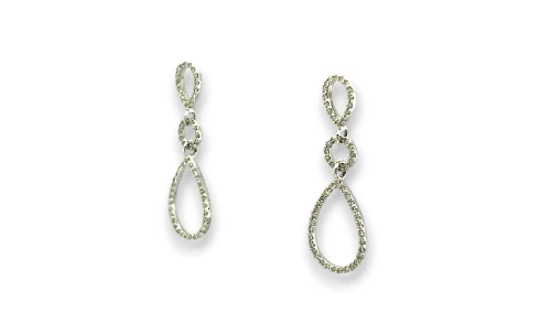 0.45ct Natural Diamond & 18ct White Gold Drop Stud Earrings (34.0 x 11.0mm) 4.5g