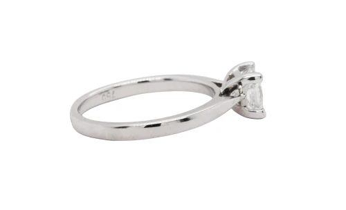 0.90ct Natural Princess Cut Diamond & 18ct White Gold Solitaire Ring 3.1g