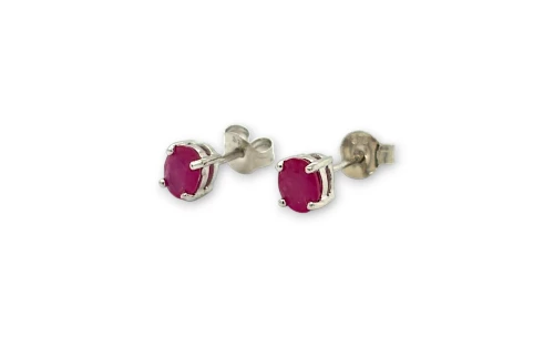 0.80ct Natural Ruby & 9ct White Gold Stud Earrings (4.8 x 4.0mm) 1.0g
