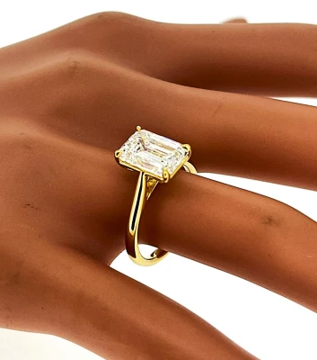 3.50ct Lab Grown Diamond & 18ct Gold Solitaire Ring 4.7g