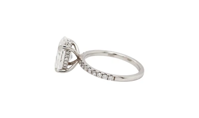 3.45ct Lab Grown Diamond & Platinum Solitaire Ring ( Hidden Halo ) 4.3g