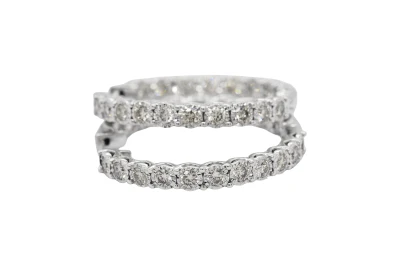 2.12ct Natural Diamond & 9ct White Gold Hoop Earrings (29mm) 7.4g