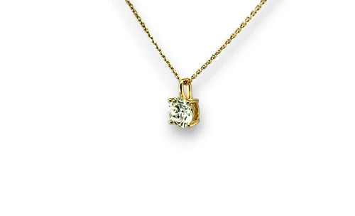 0.75ct Lab Grown Diamond & 9ct Gold Pendant & Chain 16/18Inch 1.76g