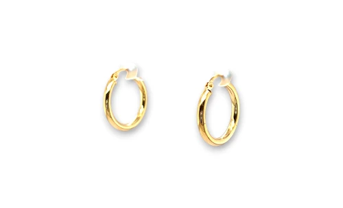 9ct Gold 21mm Round Tube Hoop Earrings 1.2g