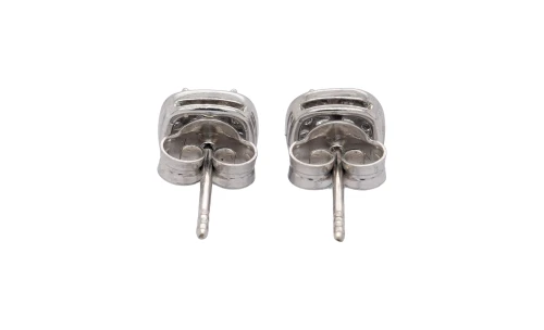 0.61ct Natural Diamond & 18ct White Gold 7.0mm Halo Stud Earrings 2.12g