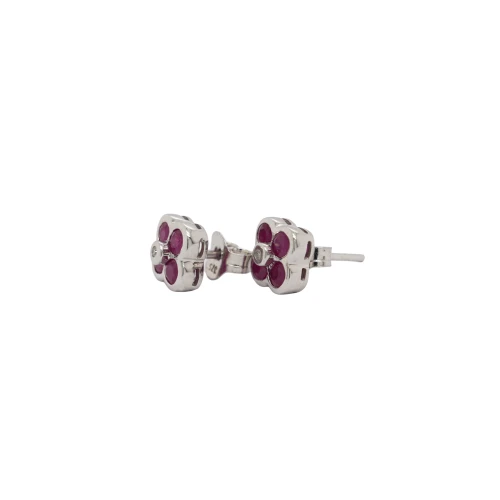 0.70ct Ruby & 0.02ct Diamond Stud Earrings -9ct White Gold 1.5g