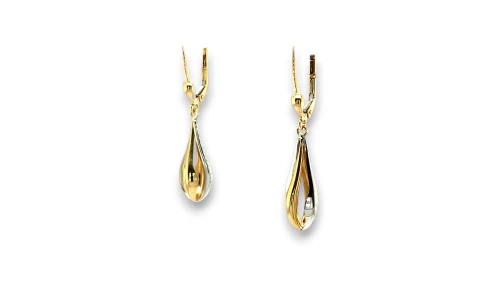 9ct Yellow & White Gold -Tear Drop Earrings (40 x 9.3mm) 2.4g