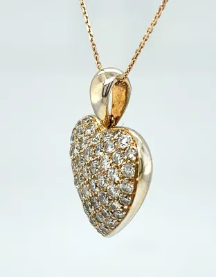 3.00ct Diamond & 18ct Gold Heart Pendant 8.2g - 25mm x 20mm