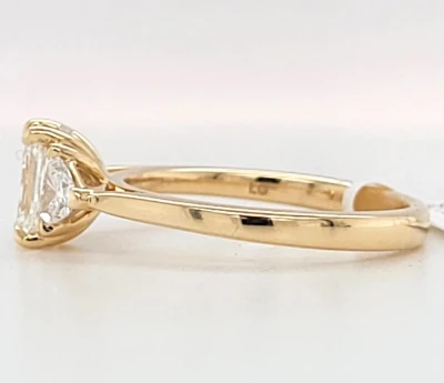 1.47ct Lab Grown Diamond & 9ct Gold Trilogy Ring 3.0g Size M