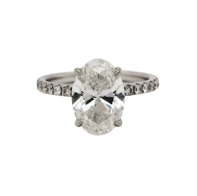 3.45ct Lab Grown Diamond & Platinum Solitaire Ring ( Hidden Halo ) 4.3g